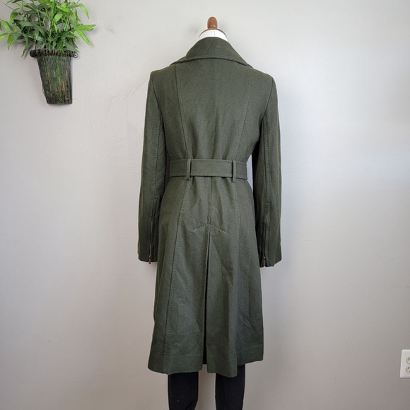 BCBGMaxAzria S Trench Peacoat Wool Cashmere Long Olive Green Coat Jacket BCBG - Picture 10 of 15